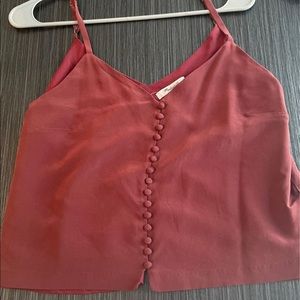 Madewell cropped silk button front tank